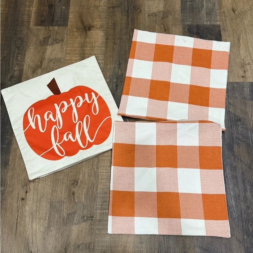 Orange and White Fall Pillow Covers